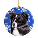 Border Collie Winter Snowflakes Holiday Ornament - Round Ceramic Ornament – Artist-Designed Keepsake Decoration SC9367