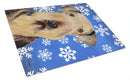 Airedale Winter Snowflakes Holiday Glass Cutting Boards – Durable, Decorative Kitchen Art Large