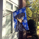 Doberman Winter Snowflakes Holiday House Flag 28x40 Porch Sleeve Pole Decorative Outside Yard Banner Artwork Wall Hanging, Polyester