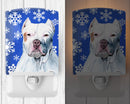 Pit Bull Winter Snowflakes Holiday Ceramic Night Light Compact, UL-Certified, Ideal for Bedroom, Bathroom, Nursery, Hallway, Kitchen, 6x4x3, Multicolor