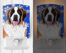 Saint Bernard Winter Snowflakes Holiday Ceramic Night Light Compact, UL-Certified, Ideal for Bedroom, Bathroom, Nursery, Hallway, Kitchen, 6x4x3, Multicolor