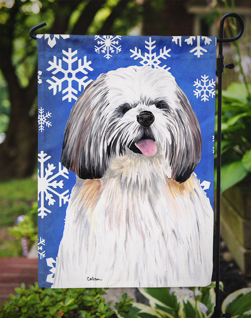 Shih Tzu Winter Snowflakes Holiday Flag Garden Size