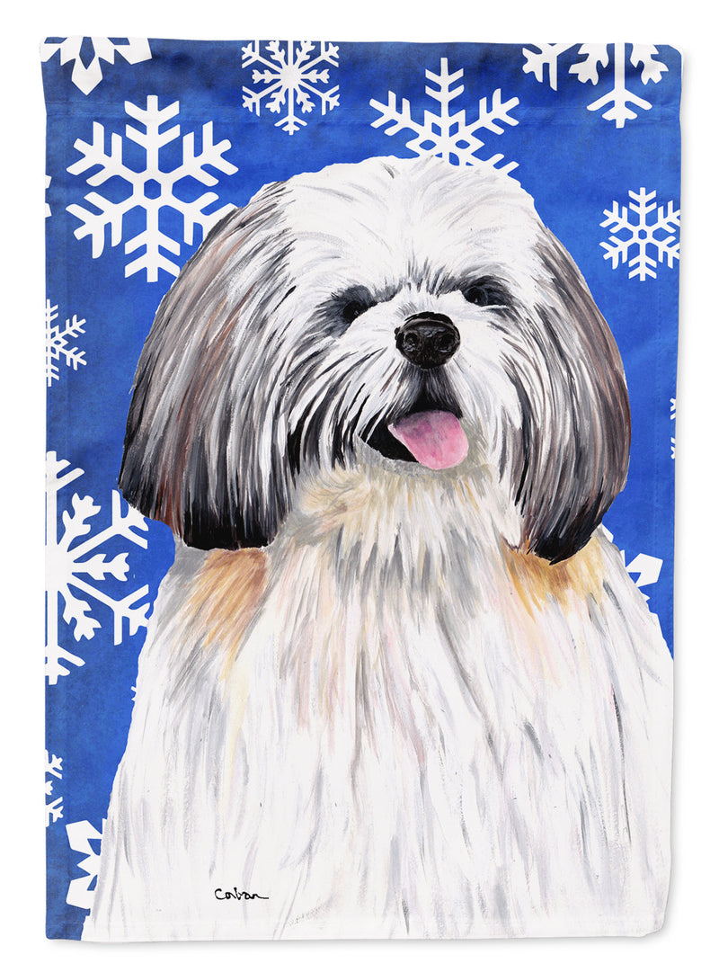 Shih Tzu Winter Snowflakes Holiday Flag Garden Size