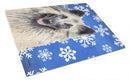 Belgian Tervuren Winter Snowflakes Holiday Cutting Board Tempered Glass Kitchen Cutting Surface, Heat Resistant Chopping, Non-Slip Feet, Food Prep & Serving