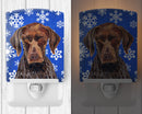 German Shorthaired Pointer Winter Snowflakes Holiday Ceramic Night Light Compact, UL-Certified, Ideal for Bedroom, Bathroom, Nursery, Hallway, Kitchen, 6x4x3, Multicolor