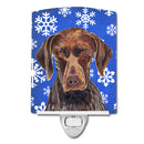 German Shorthaired Pointer Winter Snowflakes Holiday Ceramic Night Light Compact, UL-Certified, Ideal for Bedroom, Bathroom, Nursery, Hallway, Kitchen, 6x4x3, Multicolor