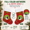 Boston Terrier Red Green Snowflakes Christmas Holiday Stocking Double-Sided Print, Polyester Suede,11x18, Made in USA