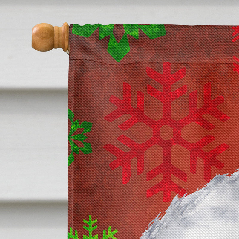 Bichon Frise Red and Green Snowflakes Holiday Christmas Flag Canvas House Size