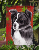 Border Collie Red and Green Snowflakes Holiday Christmas Garden Flag – Decorative Outdoor Yard Flag