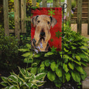 Airedale Red and Green Snowflakes Holiday Christmas Garden Flag – Decorative Outdoor Yard Flag