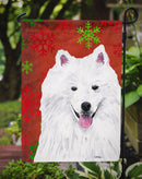 American Eskimo Red and Green Snowflakes Holiday Christmas Garden Flag – Decorative Outdoor Yard Flag