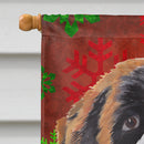 Saint Bernard Red Green Snowflake Christmas House Flag 28x40 Porch Sleeve Pole Decorative Outside Yard Banner Artwork Wall Hanging, Polyester