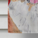 Saint Bernard Red Green Snowflake Christmas House Flag 28x40 Porch Sleeve Pole Decorative Outside Yard Banner Artwork Wall Hanging, Polyester