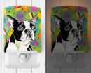 Boston Terrier Easter Eggtravaganza Ceramic Night Light Compact, UL-Certified, Ideal for Bedroom, Bathroom, Nursery, Hallway, Kitchen, 6x4x3, Multicolor