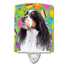 Springer Spaniel Easter Eggtravaganza Ceramic Night Light Compact, UL-Certified, Ideal for Bedroom, Bathroom, Nursery, Hallway, Kitchen, 6x4x3, Multicolor
