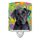 Labrador Easter Eggtravaganza Ceramic Night Light Compact, UL-Certified, Ideal for Bedroom, Bathroom, Nursery, Hallway, Kitchen, 6x4x3, Multicolor