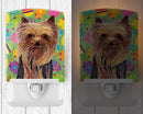 Yorkie Easter Eggtravaganza Ceramic Night Light Compact, UL-Certified, Ideal for Bedroom, Bathroom, Nursery, Hallway, Kitchen, 6x4x3, Multicolor