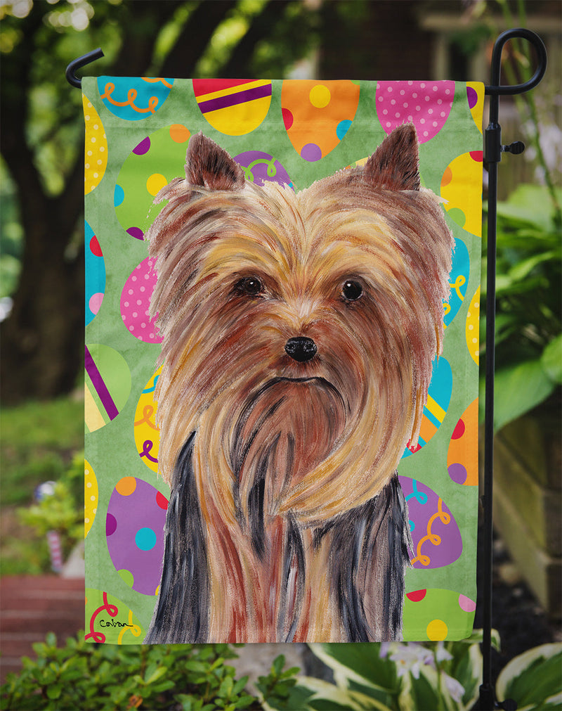 Yorkie Easter Eggtravaganza Flag Garden Size