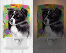 Border Collie Easter Eggtravaganza Ceramic Night Light Compact, UL-Certified, Ideal for Bedroom, Bathroom, Nursery, Hallway, Kitchen, 6x4x3, Multicolor