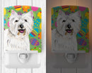 Westie Easter Eggtravaganza Ceramic Night Light Compact, UL-Certified, Ideal for Bedroom, Bathroom, Nursery, Hallway, Kitchen, 6x4x3, Multicolor