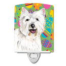Westie Easter Eggtravaganza Ceramic Night Light Compact, UL-Certified, Ideal for Bedroom, Bathroom, Nursery, Hallway, Kitchen, 6x4x3, Multicolor
