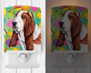 Basset Hound Easter Eggtravaganza Ceramic Night Light Compact, UL-Certified, Ideal for Bedroom, Bathroom, Nursery, Hallway, Kitchen, 6x4x3, Multicolor