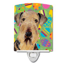Airedale Easter Eggtravaganza Ceramic Night Light Compact, UL-Certified, Ideal for Bedroom, Bathroom, Nursery, Hallway, Kitchen, 6x4x3, Multicolor