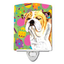 Bulldog English Easter Eggtravaganza Ceramic Night Light Compact, UL-Certified, Ideal for Bedroom, Bathroom, Nursery, Hallway, Kitchen, 6x4x3, Multicolor
