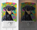 Doberman Easter Eggtravaganza Ceramic Night Light Compact, UL-Certified, Ideal for Bedroom, Bathroom, Nursery, Hallway, Kitchen, 6x4x3, Multicolor