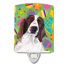 Welsh Springer Spaniel Easter Eggtravaganza Ceramic Night Light Compact, UL-Certified, Ideal for Bedroom, Bathroom, Nursery, Hallway, Kitchen, 6x4x3, Multicolor
