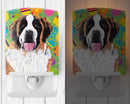 Saint Bernard Easter Eggtravaganza Ceramic Night Light Compact, UL-Certified, Ideal for Bedroom, Bathroom, Nursery, Hallway, Kitchen, 6x4x3, Multicolor