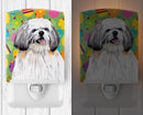 Shih Tzu Easter Eggtravaganza Ceramic Night Light Compact, UL-Certified, Ideal for Bedroom, Bathroom, Nursery, Hallway, Kitchen, 6x4x3, Multicolor