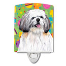 Shih Tzu Easter Eggtravaganza Ceramic Night Light Compact, UL-Certified, Ideal for Bedroom, Bathroom, Nursery, Hallway, Kitchen, 6x4x3, Multicolor