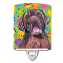 Labrador Easter Eggtravaganza Ceramic Night Light Compact, UL-Certified, Ideal for Bedroom, Bathroom, Nursery, Hallway, Kitchen, 6x4x3, Multicolor