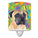 Mastiff Easter Eggtravaganza Ceramic Night Light Compact, UL-Certified, Ideal for Bedroom, Bathroom, Nursery, Hallway, Kitchen, 6x4x3, Multicolor