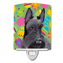 Scottish Terrier Easter Eggtravaganza Ceramic Night Light Compact, UL-Certified, Ideal for Bedroom, Bathroom, Nursery, Hallway, Kitchen, 6x4x3, Multicolor