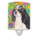 Cavalier Spaniel Easter Eggtravaganza Ceramic Night Light Compact, UL-Certified, Ideal for Bedroom, Bathroom, Nursery, Hallway, Kitchen, 6x4x3, Multicolor