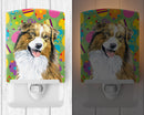 Australian Shepherd Easter Eggtravaganza Ceramic Night Light Compact, UL-Certified, Ideal for Bedroom, Bathroom, Nursery, Hallway, Kitchen, 6x4x3, Multicolor