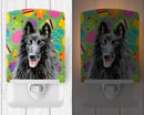Belgian Sheepdog Easter Eggtravaganza Ceramic Night Light Compact, UL-Certified, Ideal for Bedroom, Bathroom, Nursery, Hallway, Kitchen, 6x4x3, Multicolor