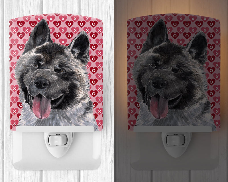 Akita Hearts Love and Valentine's Day Ceramic Night Light SC9484CNL