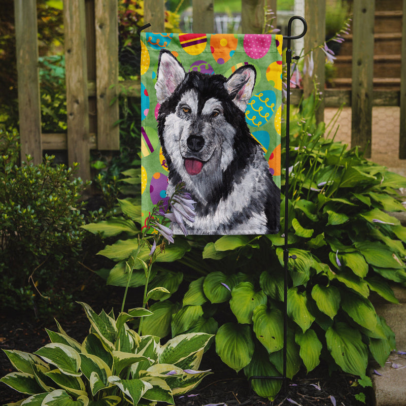 Alaskan Malamute Easter Eggtravaganza Flag Garden Size SC9489GF