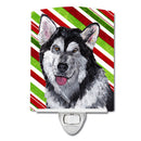 Alaskan Malamute Candy Cane Holiday Christmas Ceramic Night Light SC9490CNL