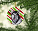 Alaskan Malamute Candy Cane Holiday Christmas Ornament - Round Ceramic Ornament – Artist-Designed Keepsake Decoration SC9490CO1