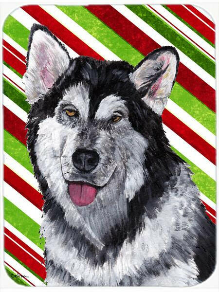 Alaskan Malamute Candy Cane Holiday Christmas Glass Cutting Boards – Durable, Decorative Kitchen Art Large Size SC9490LCB