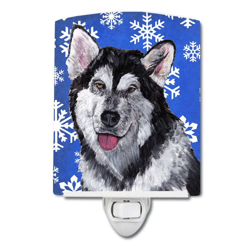 Alaskan Malamute Winter Snowflakes Holiday Ceramic Night Light SC9491CNL