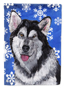 Alaskan Malamute Winter Snowflakes Holiday Garden Flag – Decorative Outdoor Yard Flag SC9491GF