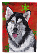 Alaskan Malamute Red Snowflakes Holiday Christmas Garden Flag - Outdoor Decorative Yard Flag SC9492GF