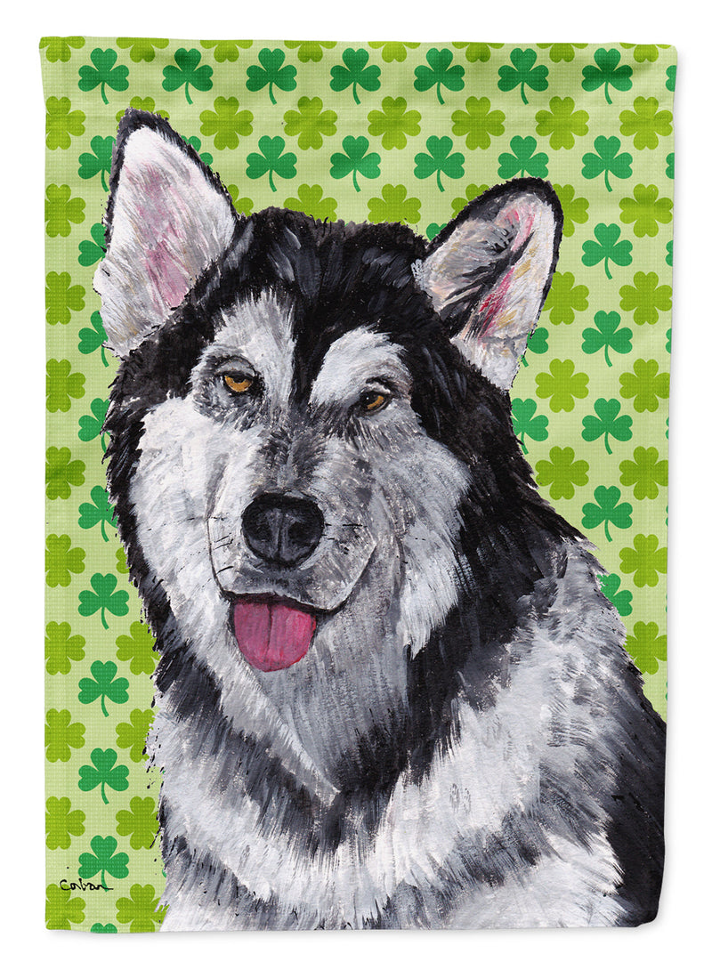 Alaskan Malamute St. Patrick's Day Shamrock Flag Garden Size SC9493GF