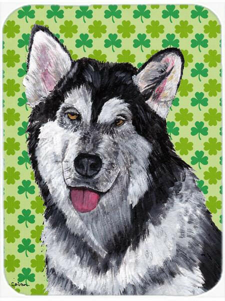 Alaskan Malamute St. Patrick's Day Shamrock Glass Cutting Boards – Durable, Decorative Kitchen Art Large Size SC9493LCB