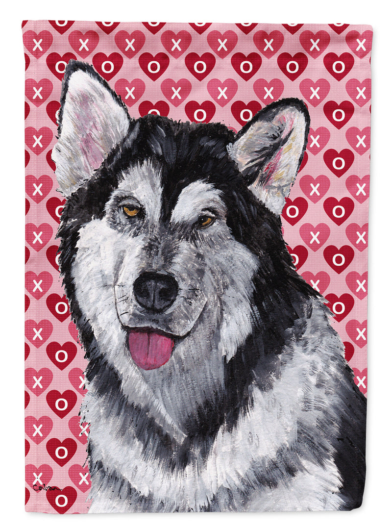 Alaskan Malamute Hearts Love and Valentine's Day Flag Canvas House Size SC9494CHF